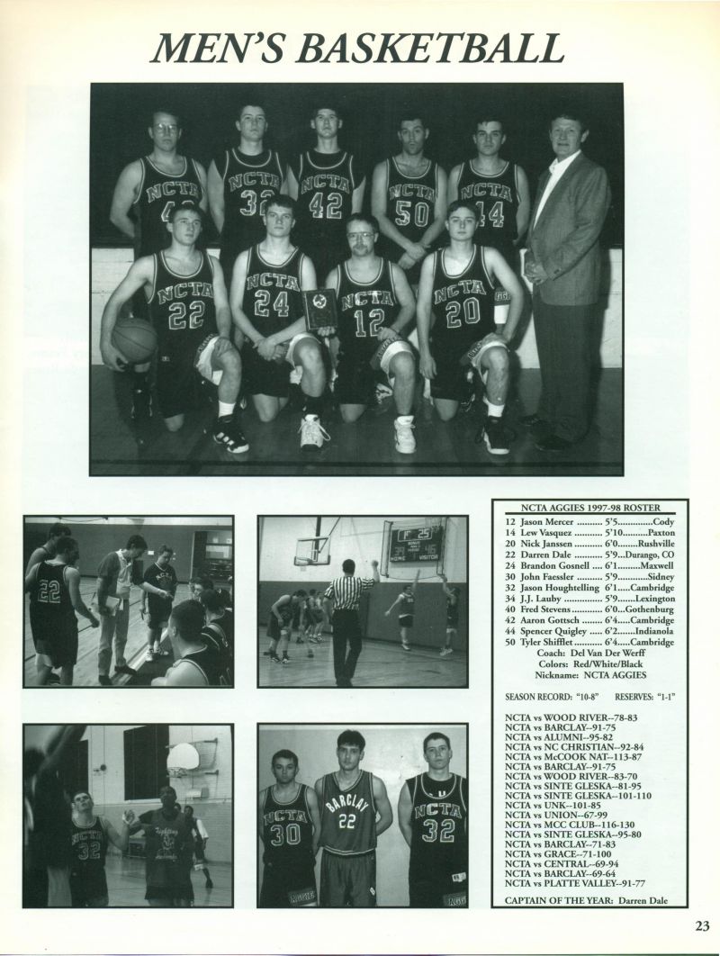 1998 Jason Mercer, Lew Vasquez, Nick Janssen, Darren Dale, Brandon Gosnell, John Faessler, Jason Houghtelling, J.J. Lauby, J J Lauby, Fred Stevens, Aaron Gottsch, Spencer Quigley, Tyler Shifflet, Del Van Der Werff.