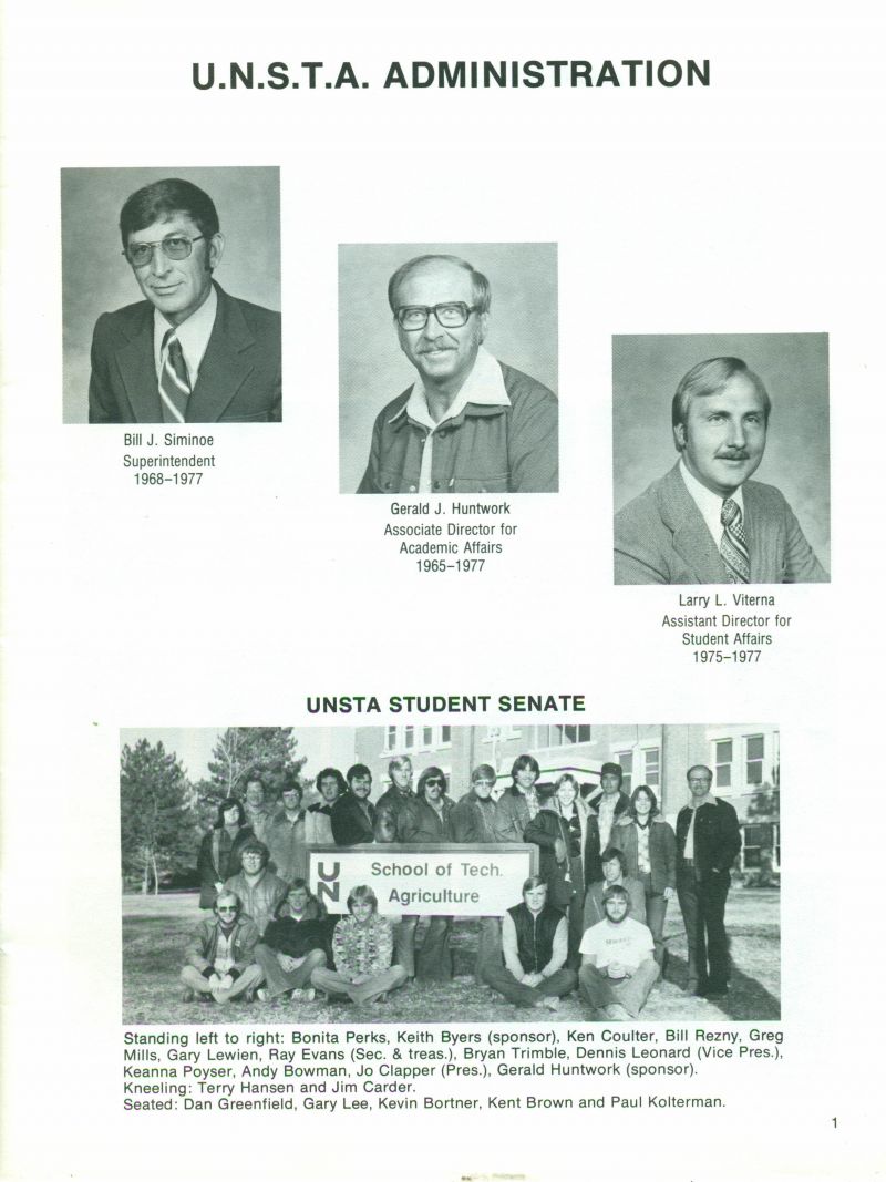 1977 Bill J. Siminoe. Gerald J. Huntwork. Larry L. Viterna. Bonita Perks, Keith byers. Ken Counlter, Bill Rezny, Greg Mills, Gary Lewien, Ray Evans, Bryan Trimble, Dennis Leonard, Keanna Poyser, Andy Bowman, Jo Clapper, Gerald Huntwork. Terry Hansen, Jim Carder, Dan Greenfield, Gary Lee, Kevin Bortner, Kent Brown, Paul Kolterman,