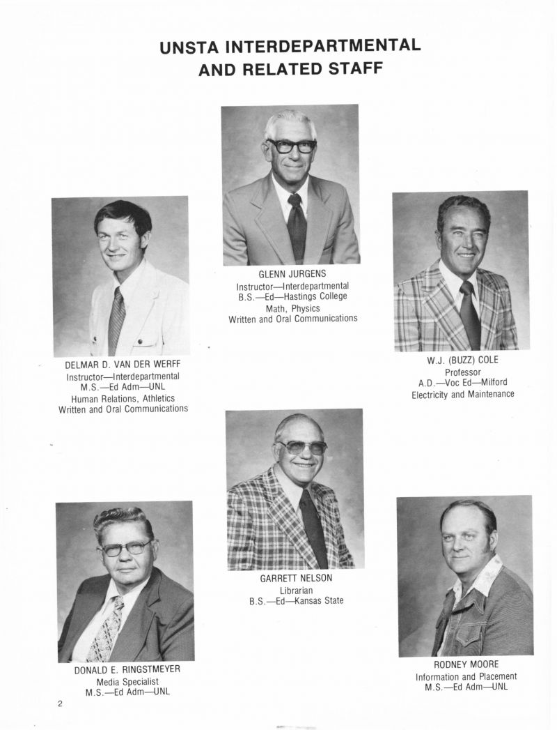 1979 Delmar D Van Der Werff. Glenn Jurgens. W J Cole. Buzz Cole. Donald E Ringstmeyer. Garrett Nelson. Rodney Moore.  