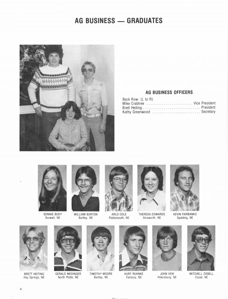 1979 Mike Crabtree, Brett Heiting, Kathy Greenwood, Bonnie Buoy, William Burton, Arlo Cole, Theresa Edwards, Kevin Fairbanks, Gerald Medinger, Timothy Moore, Kurt Ruhnke, John Veik, Mitchell Ziebell,