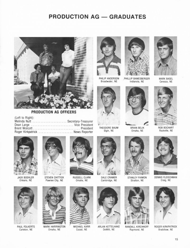 1979 Melinda Nutt, Dean Large, Brent Wolcott, Roger Kirkpatrick, Philip Anderson, Phillip Bamesberger, Mark Basel, Theodore Baum, Brian Belik, Rob Bochart, Jack Boehler, Steven Chittick, Russell Clark, Dale Cramer, Stanley Faimon, Dennis Fleischman, Paul Folkerts, Mark Harrington, Michael Karr, Arlan Kettelhake, Randall Kirchhoff, Roger Kirkpatrick, 