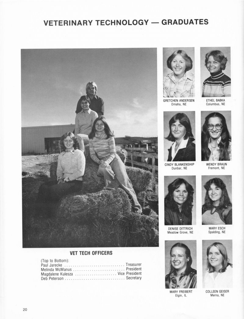 1979 Gretchen Andersen, Ethel Babka, Cindy Blankenship, Wendy Braun, Denise Dittrich, Mary Esch, Mary Freibert, Colleen Geiser, Paul Jarecke, Melinda McManus, Magdalene Kulesza, Deb Peterson,