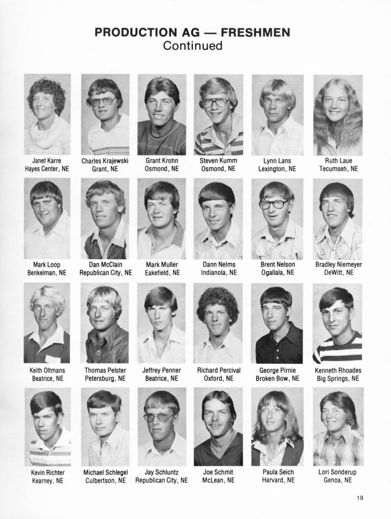 1980 Janet Karre, Charles Krajewski, Grant Krohn, Steven Kumm, Lynn Lans, Ruth Laue, Mark Loop, Dan McClain, Mark Muller, Dann Nelms, Brent Nelson, Bradley Niemeyer, Keith Oltmans, Thomas Pelster, Jeffrey Penner, Richard Percival, George Pirnie, Kenneth Rhoades, Kevin Richter, Michael Schlegel, Jay Schluntz, Joe Schmit, Paula Seich, Lori Sonderup,  