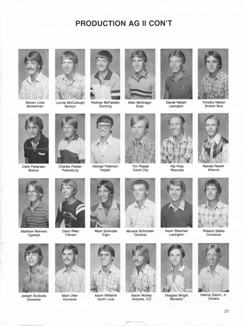 1983 Steven Loop, Lonnie McCullough, Rodney McFadden, Allen McGregor, Daniel Neben, Timothy Nelson, Clark Pedersen, Charles Pelster, George Peterson, Tim Plasek, Kip Polly, Randal Ravert, Matthew Reimers, Deryl Riley, Mark Schindler, Morace Schmoker, Kevin Sherman, Rolland Stefka, Joseph Svoboda, Mark Utter, Kevin Williams, Aaron Worley, Douglas Wright, Helmut Zielich, Helmut Zielich Jr,  