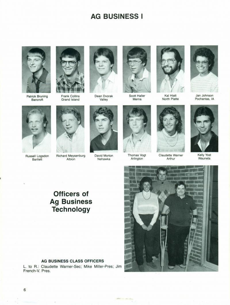 1985 Patrick Bruning, Frank Collins, Dean Dvorak, Scott Haller, Kal Hiatt, Jan Johnson, Russell Logsdon, Richard Meysenburg, David Morton, Thomas Vogt, Claudette Warner, Kelly Yost, Claudette Warner, Mike Miller, Jim French, James French, Michael Miller,