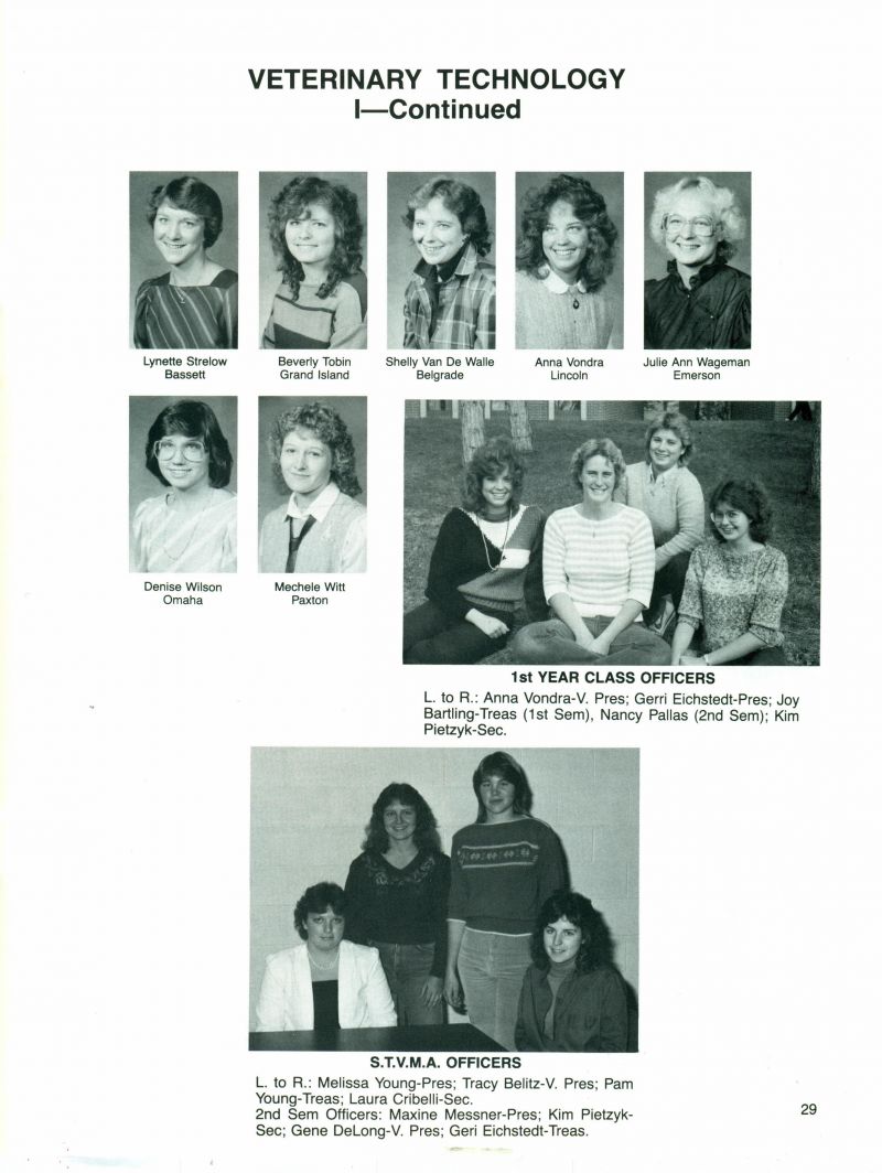 1985 Lynette Strelow, Beverly Tobin, Shelly Van De Walle, Anna Vondra, Julie Wageman,  Julie Ann Wageman, Denise Wilson, Mechele Witt, Anna Vondra, Gerri Eichstedt, Joy Bartling, Nancy Pallas, Kim Pietzyk, Melissa Young, Tracy Belitz, Pam Young, Maxine Messner, Kim Pietzyk, Gene Delong, Geri Eichstedt,