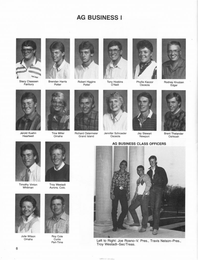 1987 Stacy Claassen, Brendan Harris, Robert Higgins, Tony Hoskins, Phyllis Kaczor, Rodney Knutzen, Jerold Huehn, Tina Miller, Richard Ostermeier, Jennifer Schroeder, Jay Stewart, Brent Thelander, Timothy Vinton, Troy Westadt, Julie Wilson, Roy Cole, Joe Rosno, Travis Nelson, Troy Westadt,