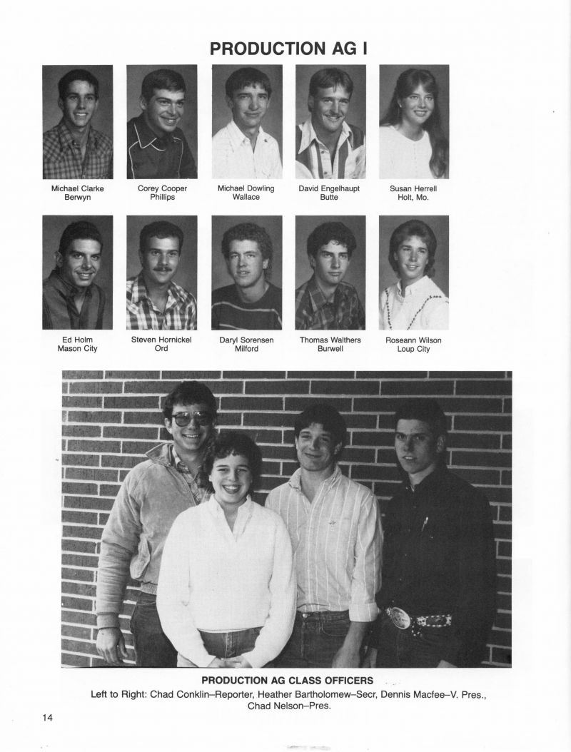 1987 Michael Clarke, Corey Cooper, Michael Dowling, David Engelhaupt, Susan Herrell, Ed Holm, Steven Hornickel, Daryl Sorensen, Thomas Walthers, Roseann Wilson, Chad Conklin, Heather Bartholomew, Dennis Macfee, Chad Nelson, Dennie MacFee, 