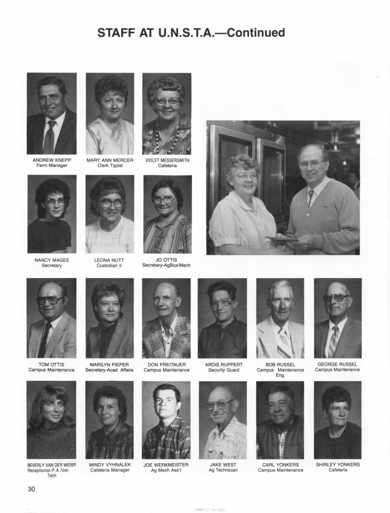 1987 Andrew Knepp. Mary Ann Mercer. Violet Messersmith. Jeannine Moore. Nancy Magee. Leona Nutt. Jo Ottis. Tom Ottis. Marilyn Pieper. Don Preitauer. Ardis Ruppert. Bob Russel. George Russel. Beverly Van Der Werff. Mindy Vyhnalek. Joe Werkmeister. Jake West. Carl Yonkers. Shirley Yonkers. 