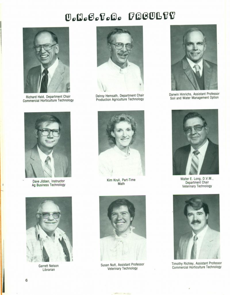 1988 Richard Hald. Delroy Hemsath. Darwin Hinrichs. Dave Jibben. Kim Krull. Walter Long. Garrett Nelson. Susan Nutt. Timothy Richley 