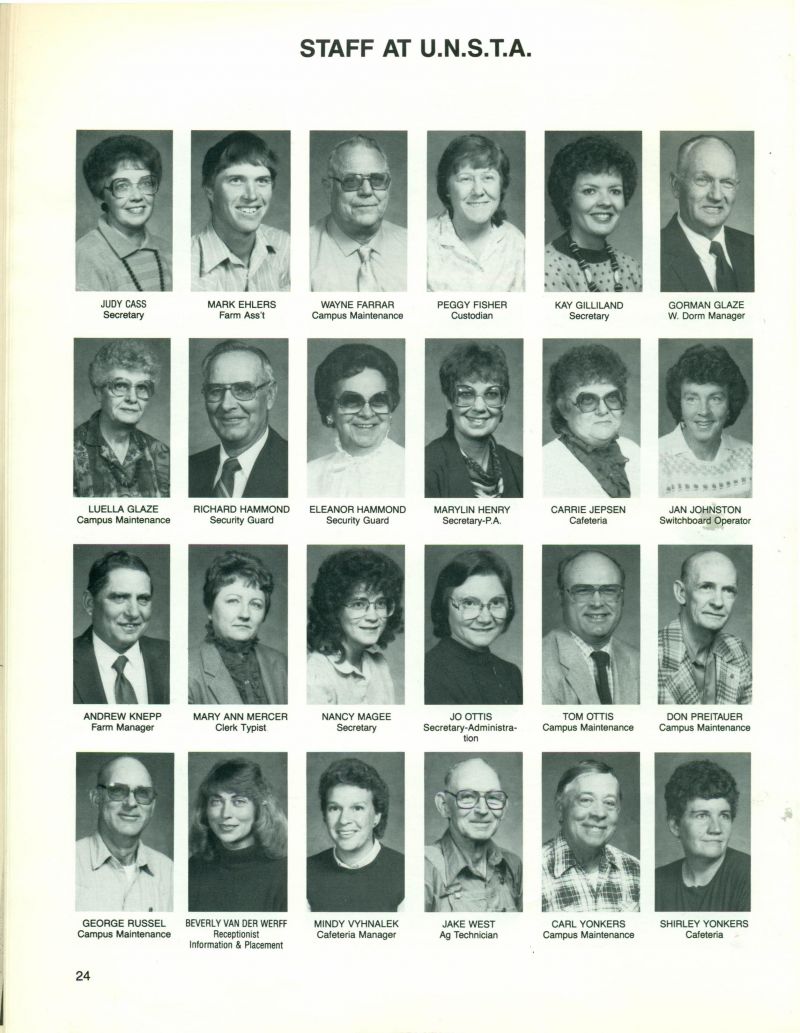 1988 Judy Cass. Mark Ehlers. Wayne Farrar. Peggy Fisher. Norma Florom. Kay Gilliland. Gorman Glaze. Luella Glaze. Richard Hammond. Eleanor Hammond. Marylin Henry. Carrie Jepsen. Jan Johnston. Andrew Knepp. Mary Ann Mercer. Nancy Magee. Jo Ottis. Tom Ottis. Marilyn Pieper. Don Preitauer. George Russel. Beverly Van Der Werff. Mindy Vyhnalek. Joe Werkmeister. Jake West. Carl Yonkers. Shirley Yonkers. 