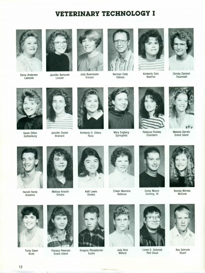 1991 Darcy Andersen, Jennifer Bartunek, Judy Bowmaster, Norman Cady, Kimberly Cary, Christy Davison, Karen Dillon, Jennifer Dostal, Kimberly Ehlers, Mary Engberg, Rebecca Flunkey, Melanie Garrels, Harold Hardy, Melissa Knecht, Kelli Lewis, Erleen Mannino, Corey Moore, Brenda Moreau, Tonia Owen, Theresa Petersen, Gregory Rhoadarmer, Julia Rich, Loren Schmidt, Rex Schrunk,   