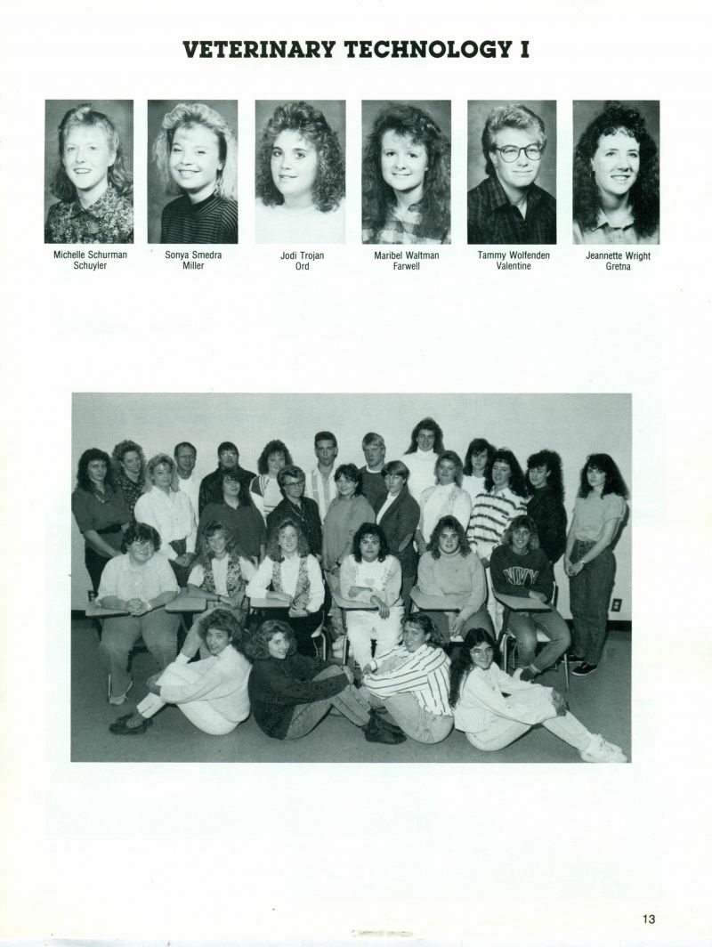 1991 Michelle Schurman, Sonya Smedra, Jodi Trojan, Maribel Waltman, Tammy Wolfenden, Jeannette Wright, Darcy Andersen, Jennifer Bartunek, Judy Bowmaster, Norman Cady, Kimberly Cary, Christy Davison, Karen Dillon, Jennifer Dostal, Kimberly Ehlers, Mary Engberg, Rebecca Flunkey, Melanie Garrels, Harold Hardy, Melissa Knecht, Kelli Lewis, Erleen Mannino, Corey Moore, Brenda Moreau, Tonia Owen, Theresa Petersen, Gregory Rhoadarmer, Julia Rich, Loren Schmidt, Rex Schrunk,   