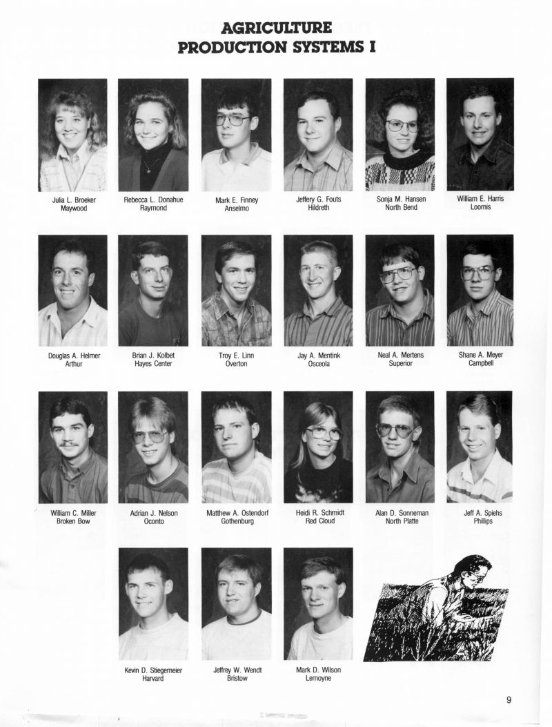 1992 Julia Broeker, Rebecca Donahue, Mark Finney, Jeffery Fouts, Sonja Hansen, William Harris, Douglas Helmer, Brian Kolbet, Troy Linn, Jay Mentink, Neal Mertens, Shane Meyer, William Miller, Adrian Nelson, Matthew Ostendorf, Heidi Schmidt, Alan Sonneman, Jeff Spiehs, Kevin Stiegemeier, Jeffrey Wendt, Mark Wilson, 