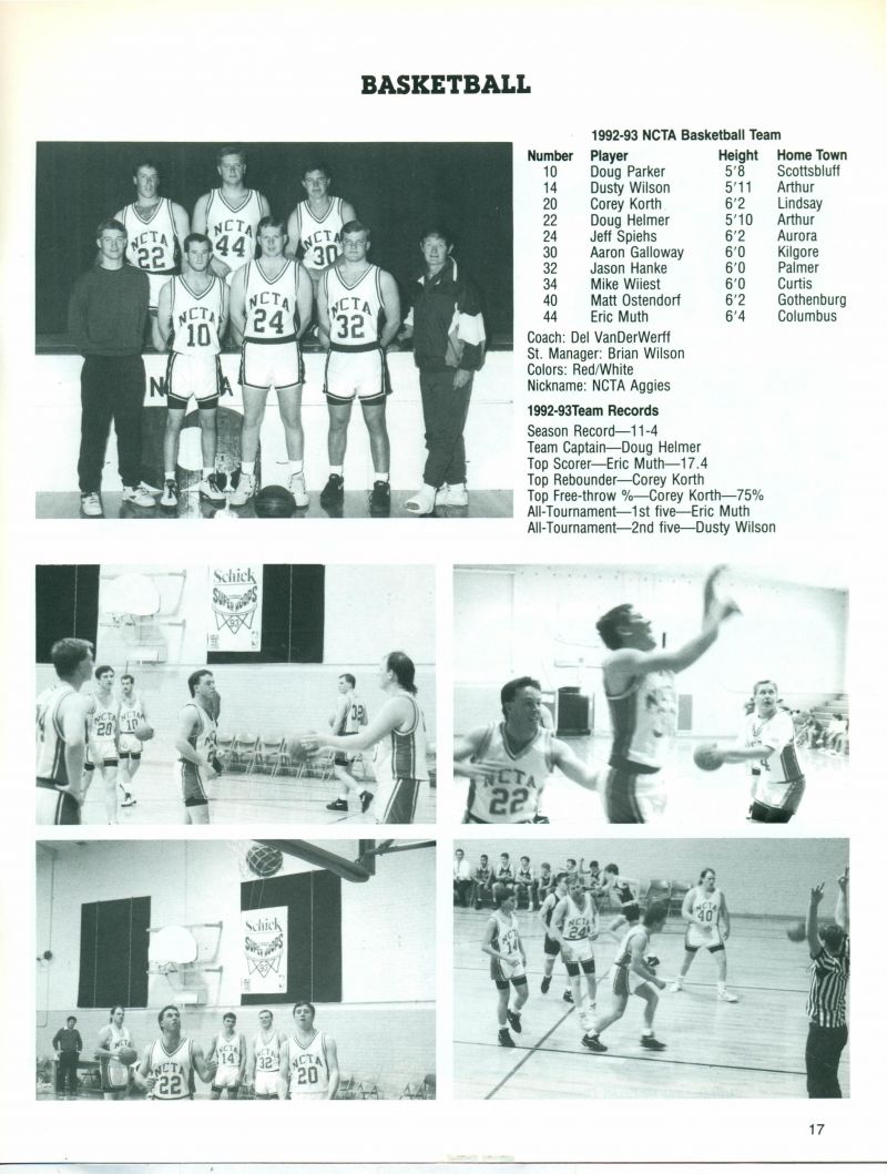 1993 Doug Parker, Dusty Wilson, Corey Korth, Doug Helmer, Jeff Spiehs, Aaron Galloway, Jason Hanke, Mike Wiiest, Matt Ostendorf, Eric Muth, Del Van Der Werff.