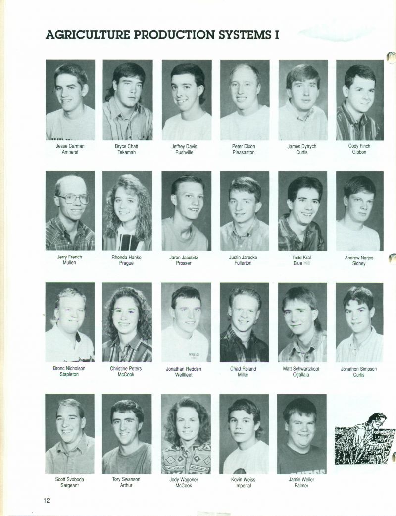 1994 Jesse Carman, Bryce Chatt, Jeffrey Davis, Peter Dixon, James Dytrych, Cody Finch, Jerry French, Rhonda Hanke, Jaron Jacobitz, Justin Jarecke, Todd Kral, Andrew Narjes, Bronc Nicholson, Christine Peters, Johathan Redden, Chad Roland, Matt Schwartzkopf, Jonathon Simpson, Scott Svoboda, Tory Swanson, Jody Wagoner, Kevin Weiss, Jamie Weller, 