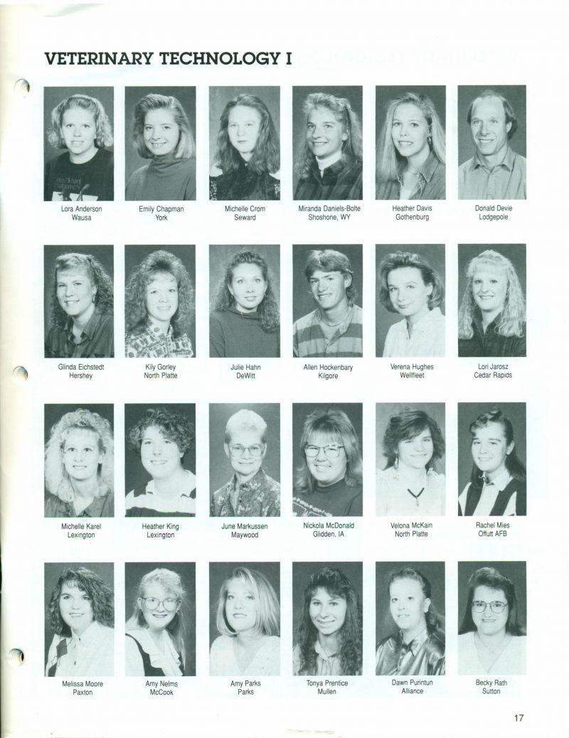 1994 Lora Anderson, Emily Chapman, Michelle Crom, Miranda Daniels-Bolte, Heather Davis, Donald Devie, Glinda Eichstedt, Kily Gorley, Julie Hahn, Allen Hockenbary, Verena Hughes, Lori Jarosz, Michelle Karel, Heather King, June Markussen, Nickola McDonald, Velona McKain, Rachel Mies, Melissa Moore, Amy Nelms, Amy Parks, Tonya Prentice, Dawn Purintun, Becky Rath,