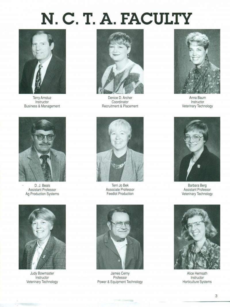 1995 Terry Amstuz. Denice Archer. Anna Baum. D J Beals. Terri Jo Bek. Terri Bek. Barbara Berg. Judy Bowmaster. James Cerny. Alice Hemsath.