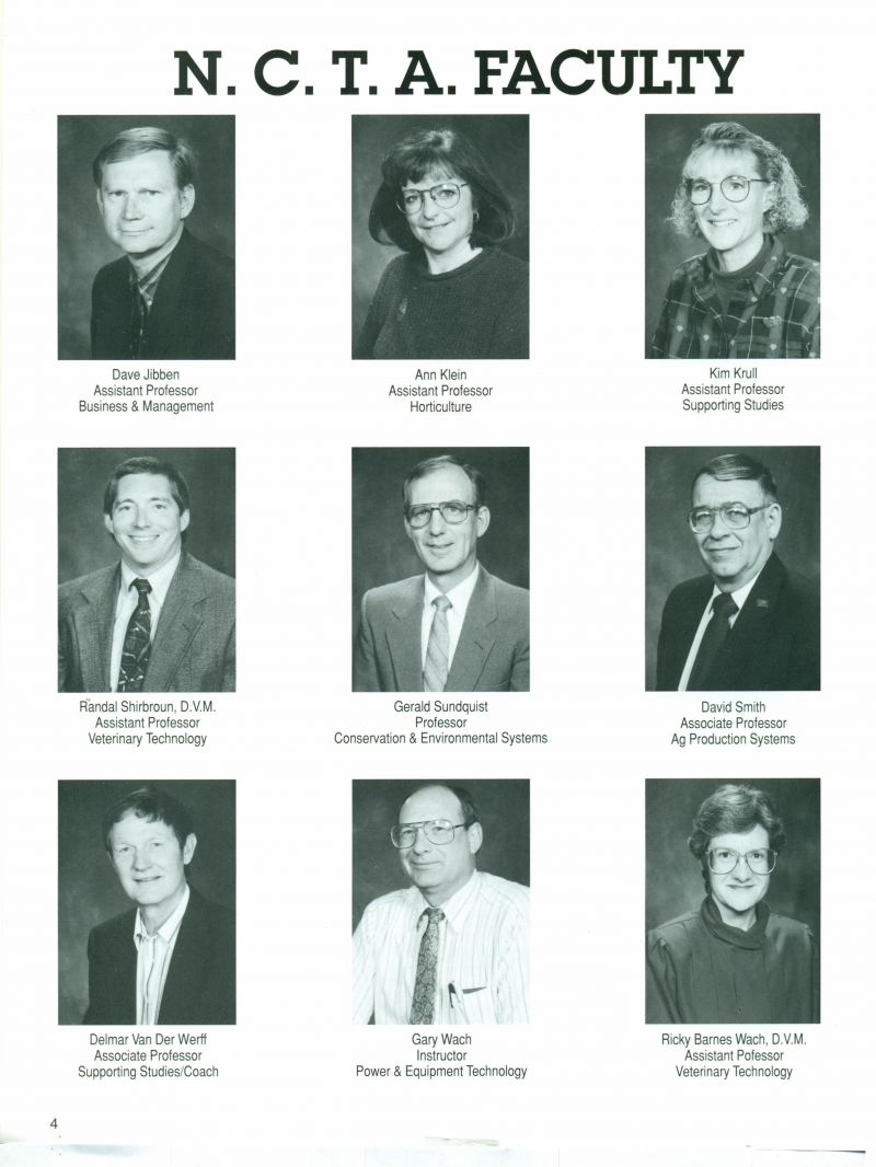 1995 Dave Jibben. Ann Klein. Kim Krull. Dr.Randal Shirbroun. Gerald Sundquist. David Smith. Delmar Van Der Werff. Del Van Der Werff. Gary Wach. Dr Ricky Barnes Wach. Dr Ricky Barnes. Dr Ricky Wach.