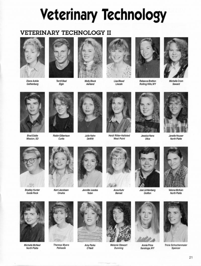 1996 Diane Acklee, Terrill Beel, Molly Block, Lisa Blood, Rebecca Bretton, Michelle Crom, Brad Eddie, Robin Gilbertson, Julie Hahn, Heidi Ritter-Hallsted, Jessica Hans, Janelle Houser, Bradley Hunter, Kerri Jacobsen, Jennifer Juedes, Anna Kuhr, Joe Lichtenberg, Velona McKain, Michelle McNeel, Theresa Myers, Amy Parks, Melanie Stewart, Annie Price, Tricia Schochenmaier,   