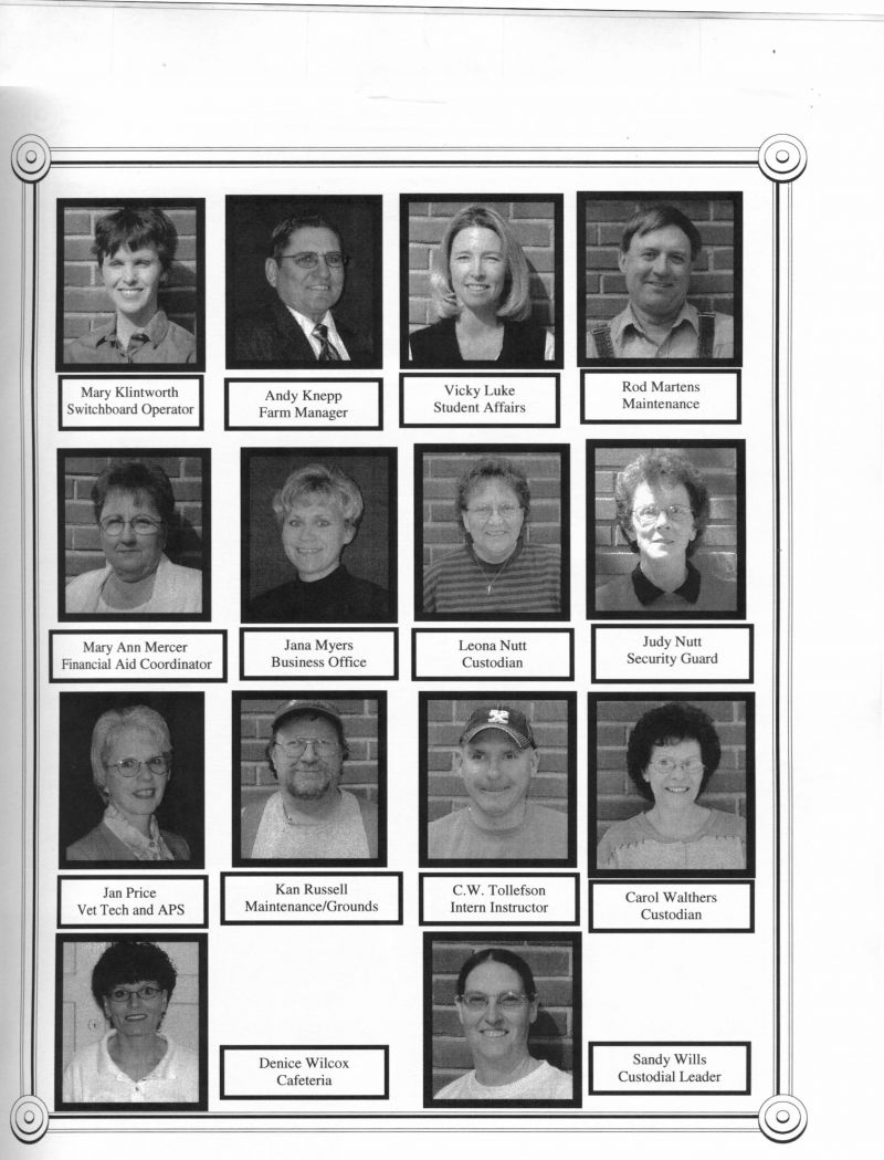 2004 Mary Klintworth. Andy Knepp. Vicky Luke. Rod Martens. Mary Ann Mercer. Jana Myers. Leona Nutt. Judy Nutt. Jan Price. Kan Russell. C.W. Tollefson. Carol Walthers. Denice Wilcox. Sandy Wills.