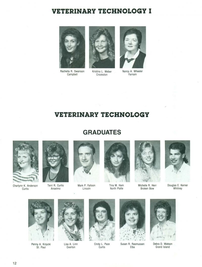 1990 Rachella Swanson, Kristina Weber, Nancy Wheeler, Charlynn Anderson, Terri Curtis, Mark Falloon, Tina Ham, Michelle Herr, Douglas Kerner, Penny Krzycki, Lisa Linn, Cindy Pace, Susan Rasmussen, Debra Watson,