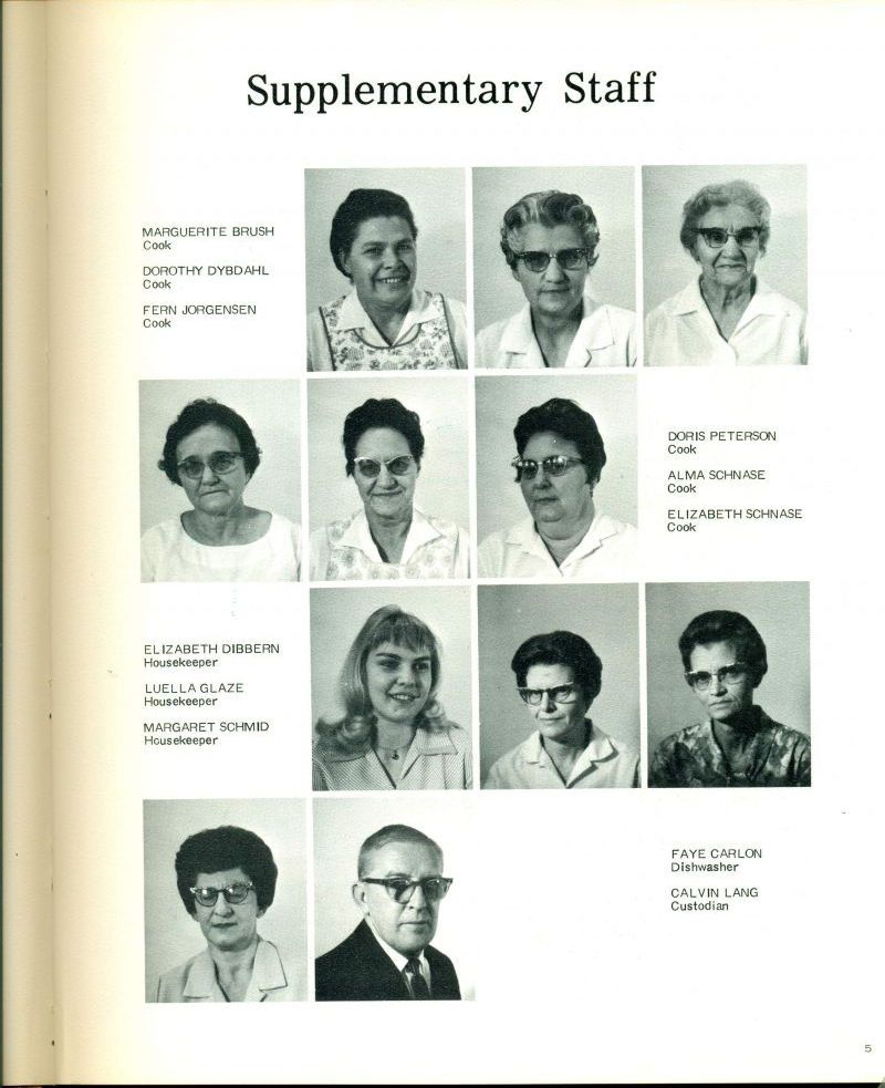 1970 Marguerite Brush. Dorothy Dybdhl. Fern Forgensen. Doris Peterson. Alma Schnase. Slizabeth Schnase. Eizabeth Dibbern. Luella Glaze. Margaret Schmid. Faye Carlon. Calvin Lang.