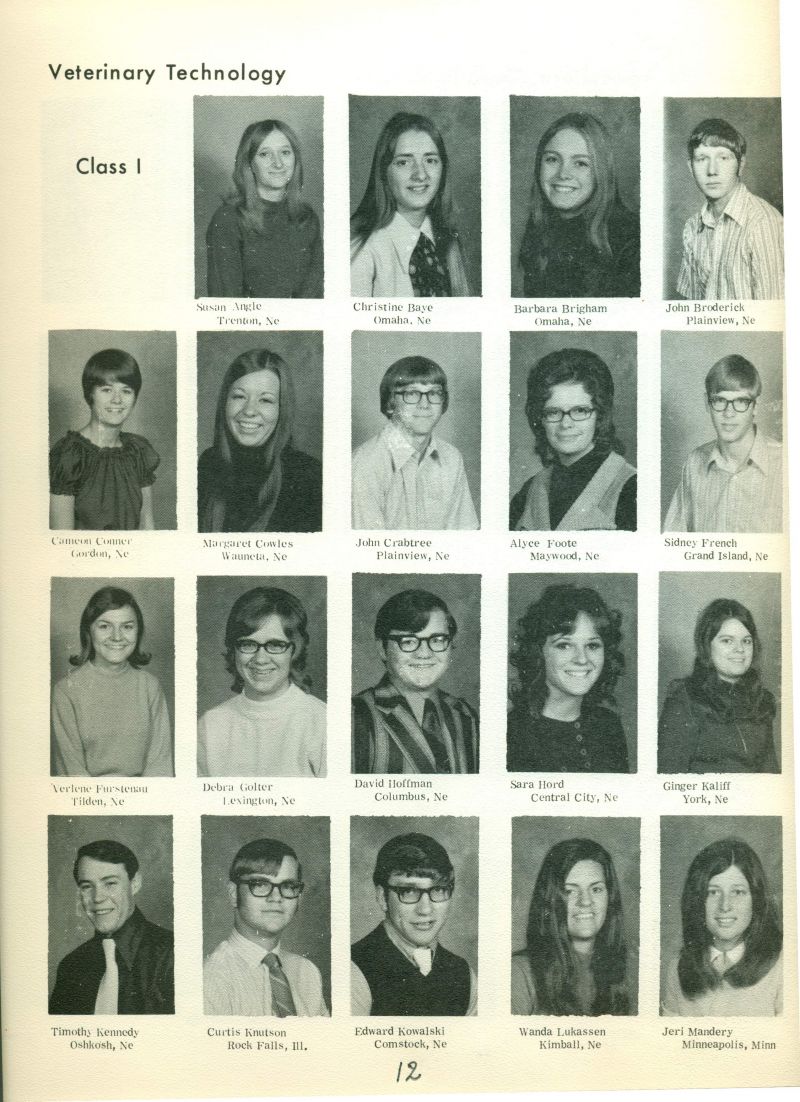 1972 Class I:
Susan Angle, Christine Baye, Barbara Brigham, John Broderick, Cameron Conner, Margaret Cowles, John Crabtree, Alyce Foote, Sidney French, Verlene Furstenau, Debra Golter, David Hoffman, Sara Hord, Ginger Kaliff, Timothy Kennedy, Curtis Knutson, Edward Kowalski, Wanda Lukassen, & Jeri Mandery.  