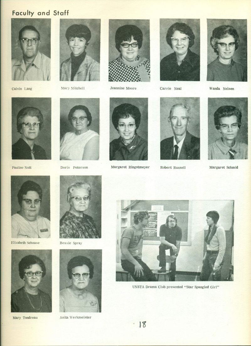 1972 Calvin Lang. Mary Mitchell. Jeannine Moore. Carrie Neal. Wanda Nelsen. Pauline Nutt. Doris Peterson. Margaret Ringstmeyer, Robert Russell, Margaret Schmid, Elizabeth Schnase, Bessie Spray, Mary Tondreau, & Anita Werkmeister.