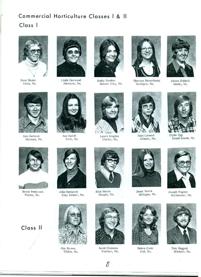 1975 Class I : Dave Daake, Linda Garwood, Kathy Goodno, Theresa Haverkamp, Joleen Hubbell, Ken Jackson, Sue Kaliff, Laura Kingma, Alan Lienert, Clyde ogg, Brent Pedersen, John Sampson, Rick Smola, Janet Vavra, Joseph Wagner.   

Class II : Jim Brown, Scott Clemens, Debra Cook, & Tom Daggett. 
