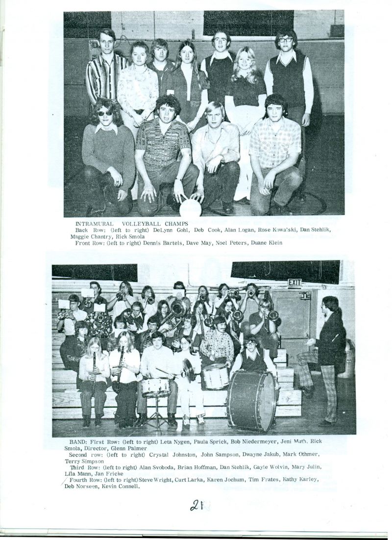 1975 Insets:

Intramural Volleyball Champs.

Band.
