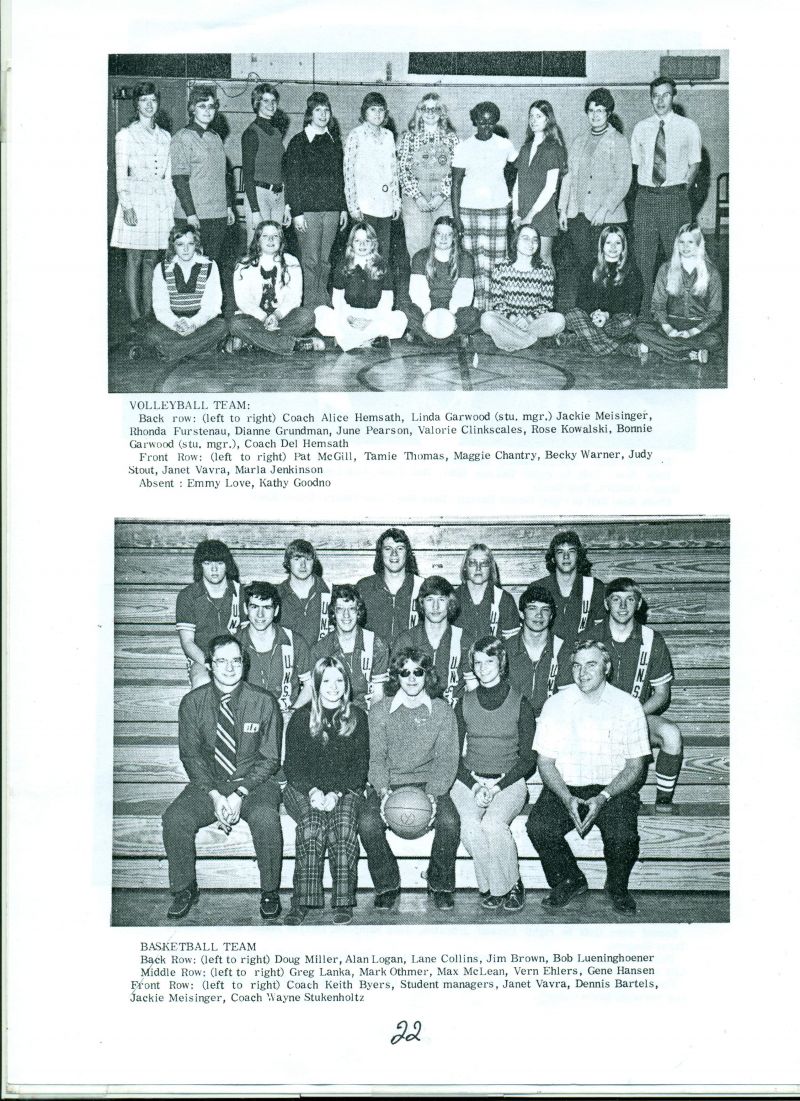 1975 Insets:

Volleyball Team.
Basketball Team.