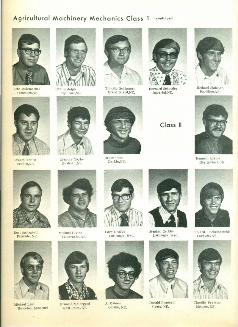 1973 Class I {cont.}:  John Rademacher, Earl Rudolph, Timothy Schimmer, Bernard Schroeder, Richard Slaby, Jr., Edward Steffen, Gregory Taylor, & Bruce Uher.

Classes II: Kenneth Adams, Kurt Applegarth, Michael Divine, Gary Grubbs, Stephen Grubbs, Roland Hoebelheinrich, Michael Lenz, Francis Meiergerd, Al Osteen, Donald Pracheil, & Timothy Preister. 