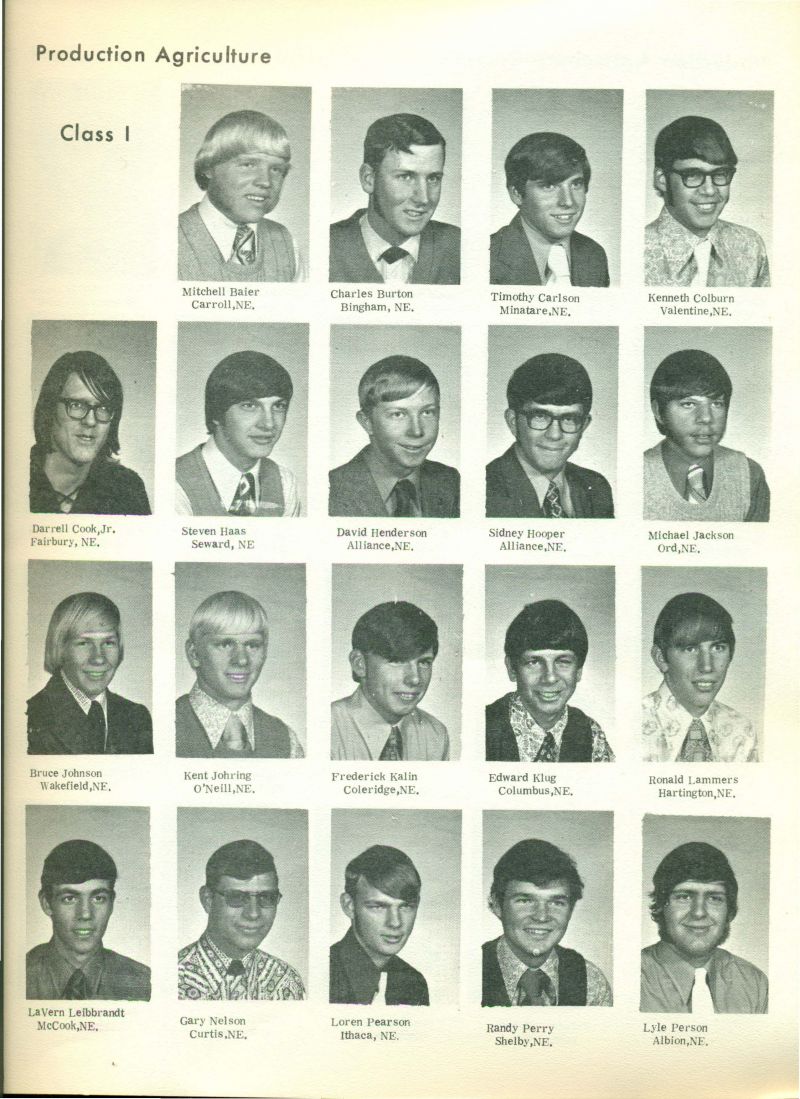 1973 Class I : Mitchell Baier, Charles Burton, Timothy Carlson, Kenneth Colburn, Darell Cook, Jr., Steven Haas, David Henderson, Sidney Hooper, Michael Jackson, Bruce Johnson, Kent Johring, Frederick Kalin, Edward Klug, Ronald Lammers, LeVern Leibbrandt, Gary Nelson, Loren Pearson, Randy Perry & Lyle Person. 