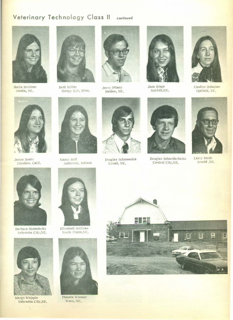 1973 Class II {cont.}:   Sheila McAleer, Beth Miller, Jerry Pflanz, Jane Riege, Candice Robacker, Janice Roehr, Nancy Ruff, Douglas Schmeeckle, Douglas Scheinderheinz, Joanell Sillasen, Larry Smith, Barbara Stukenholtz, Elizabeth Sullivan, Margo Whipple, & Pamela Wiemer.