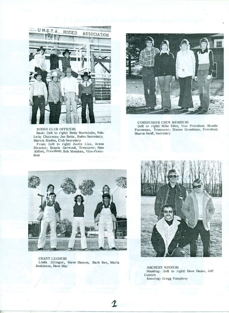 1975 Insets:
* Rodeo Club Officers.
* Cornhusks Crew Members.
* Chant Leaders.
* Archery Winners.