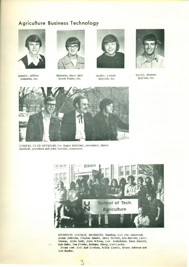 1974-75 Jeffrey Shafer, Mary Shimmin, Leland Snyder, Tirrill Thomas.

Insets:
* Camera Club Officers.
* Students Council Members. 