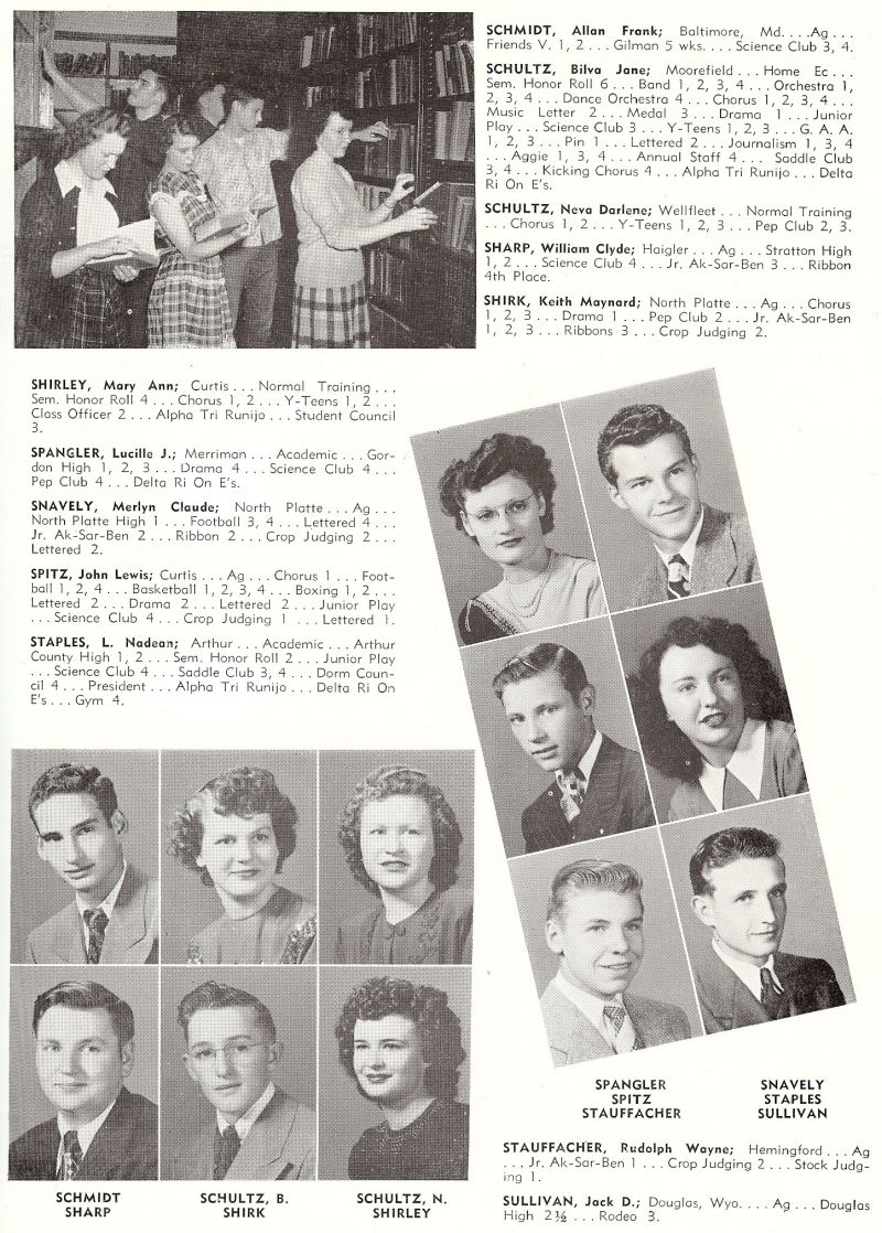 1949 Allan Schmidt, Bilva Schultz, Neva Schultz, William Sharp, Keith Shirk, Mary Shirley, Lucille Spangler, Merlyn Snavely, John Spitz, Nadean Staples, Rudolph Stauffacher, Jack Sullivan,
