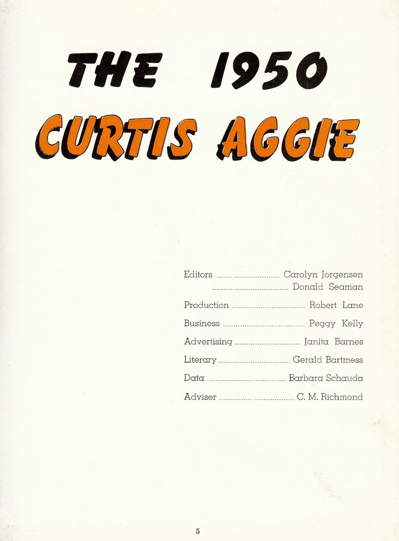 1950 Carolyn Horgensen, Donald Seaman, Robert Lane, Peggy Kelly, Janita Barnes, Gerald Bartmess, Barbara Schauda, Cecil Richmond. - Advisor.