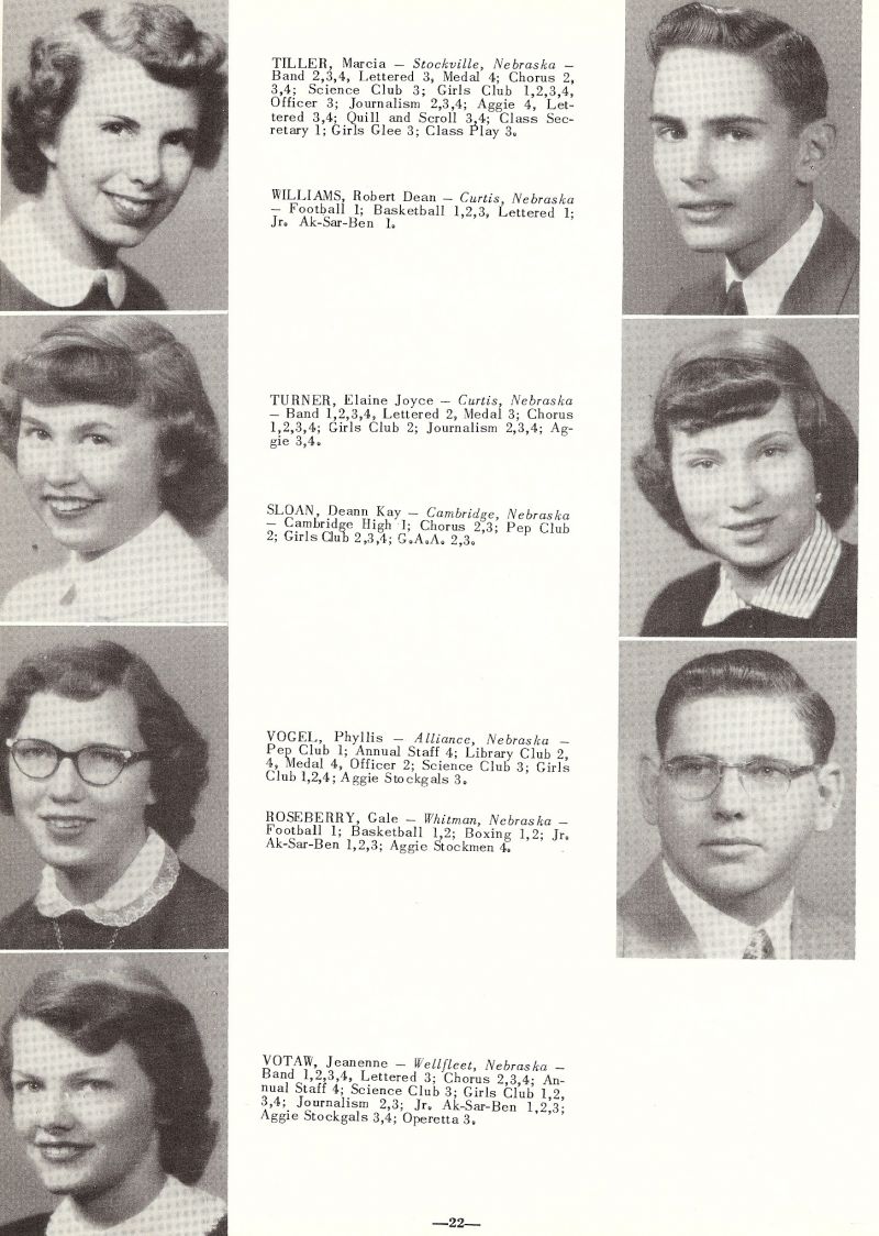 1954 Marcia Tiller, Robert Williams, Elaine Turner, Deann Sloan, Phyllis Vogel, Gale Roseberry, Jeanenne Votaw,