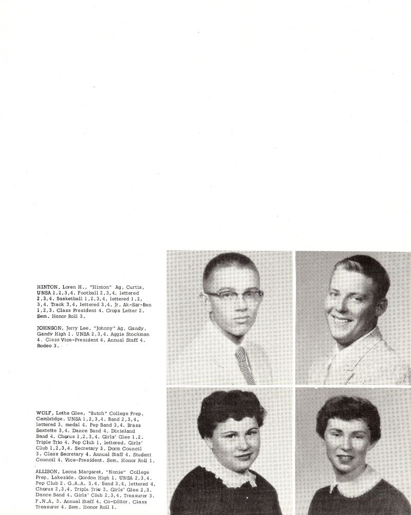 1956 Loren Hinton, Jerry Johnson, Letha Wolf, Leona Allison,