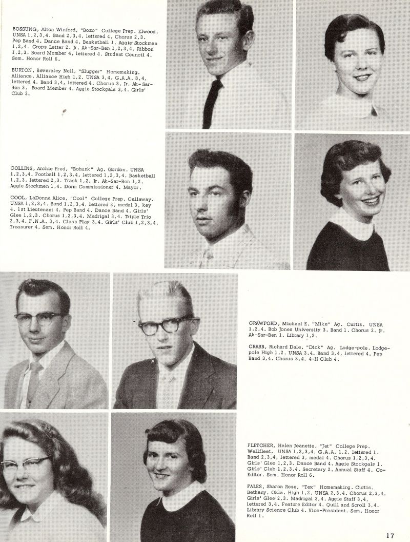 1956 Alton Bossung, Bevereley Burton, Archie Collins, LaDonna Cool, Michael Crawford, Richard Crabb, Helen Fletcher, Sharon Fales,