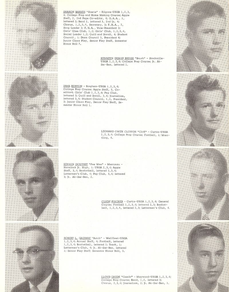 1957 Sharon Barnes, Kenneth Brush, Irma Burton, Leonard Clough, Kerwin Douthit, Clyde Fischer, Robert Gadway, Lloyd Gaede,