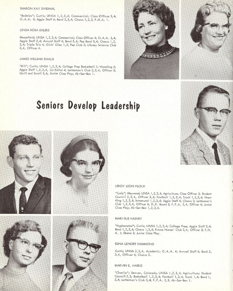 1961 Sharon Dybdahl, Linda Ehlers, James Ewald, Leroy Flock, Mari-Sue Hainey, Edna Hammond, Lenore Hammond, Marvin Harris,