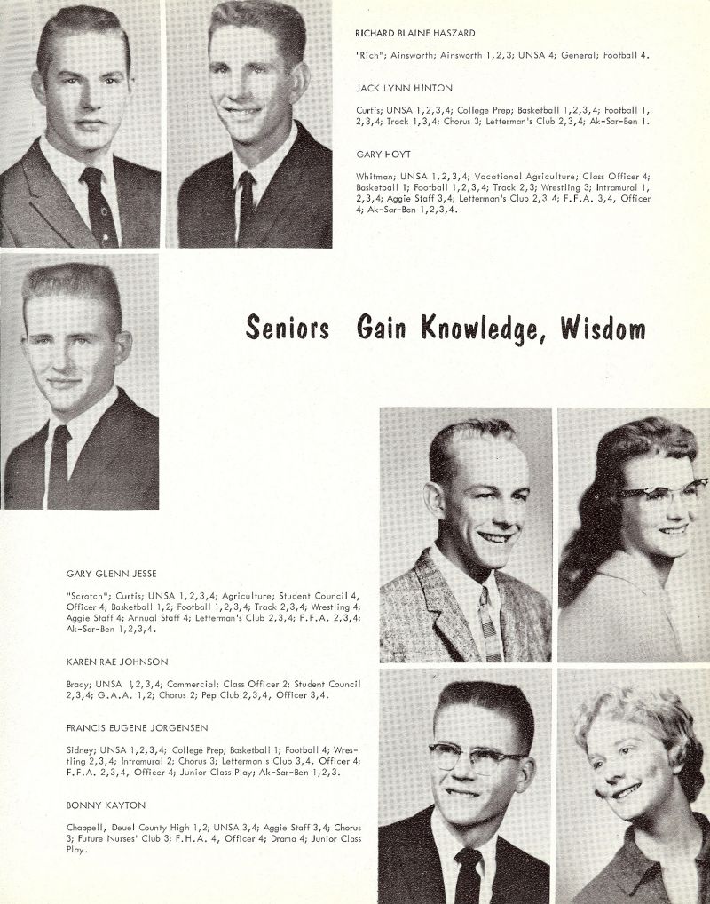 1961 Richard Haszard, Jack Hinton, Gary Hoyt, Gary Jesse, Karen Johnson, Francis Jourgensen, Bonny Kayton,
