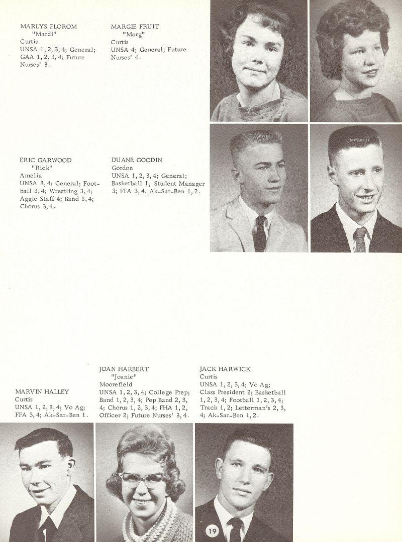 1962 Marlys Florom, Margie Fruit, Eric Garwood, Duane Goodin, Marvin Halley, Joan Harbert, Jack Harwick,
