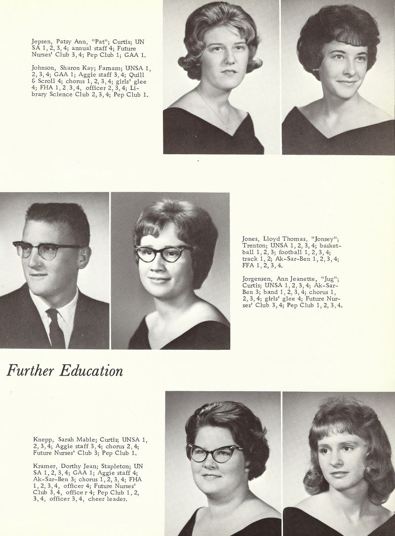 1964 Patsy Jepsen, Sharon Johnson, Lloyd Jones, Ann Jorgensen, Jeanette Jorgensen, Sarah Knepp, Dorothy Kramer,