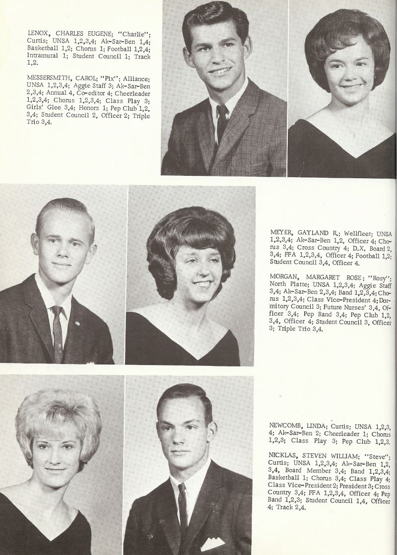 1965 Charles Lenox, Carol Messersmith, Gayland Meyer, Margaret Morgan, Linda Newcomb, Steven Nicklas, Steve Nicklas,