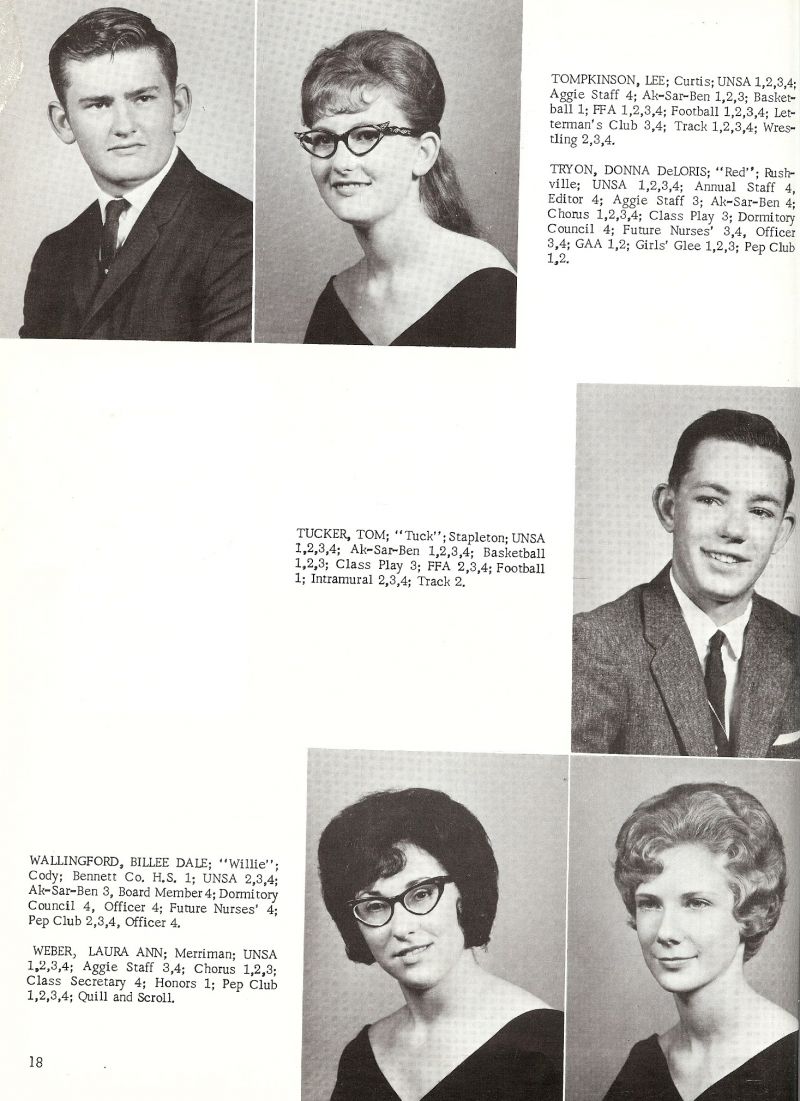 1965 Lee Thompkinson, Donna Tryon, Tom Tucker, Billee Wallingford, Laura Weber.