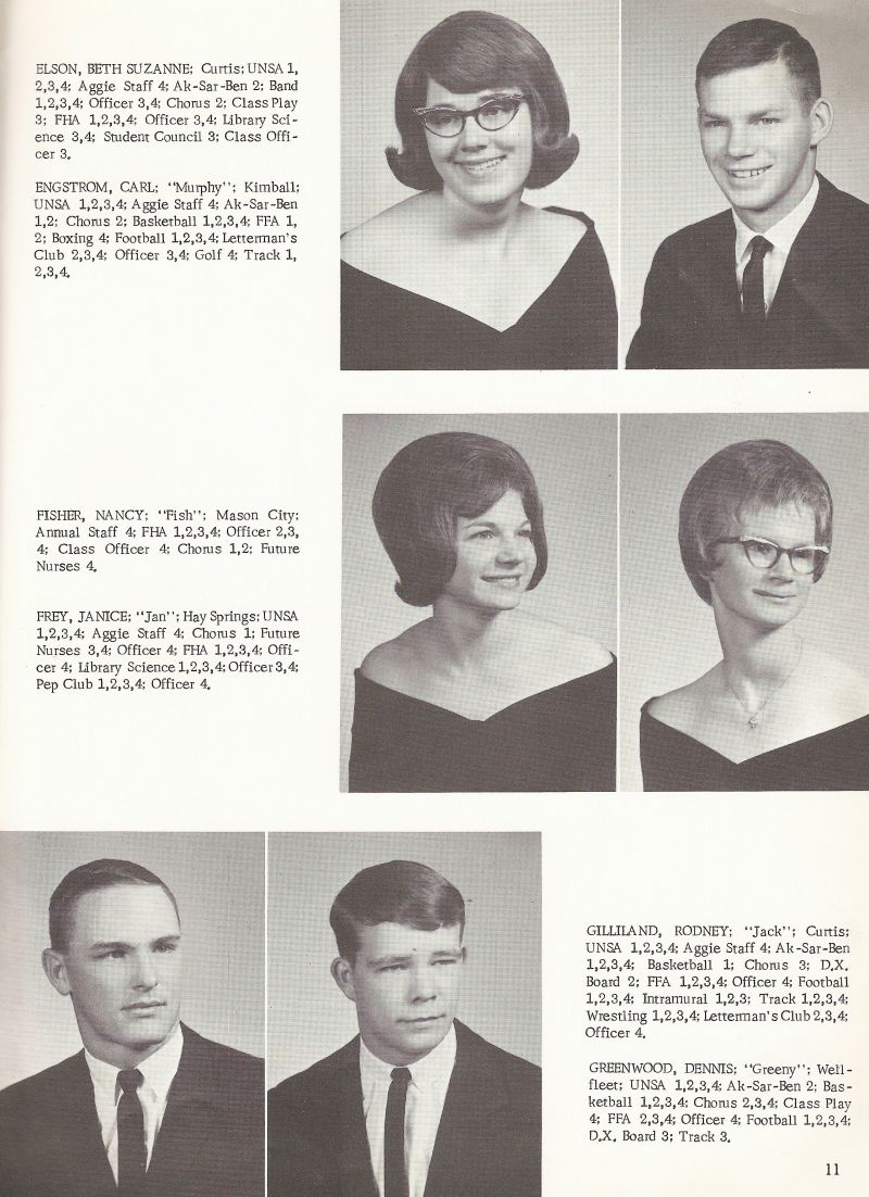 1966 Beth Elson, Carl Engstrom, Nancy Fisher, Janice Frey, Rodney Gilliland, Rod Gilliland, Dennis Greenwood,
